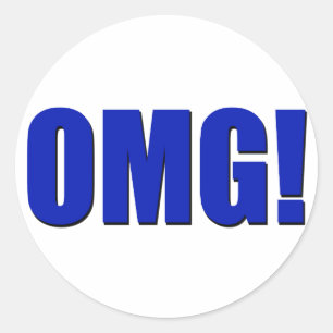 OMG! blue Classic Round Sticker