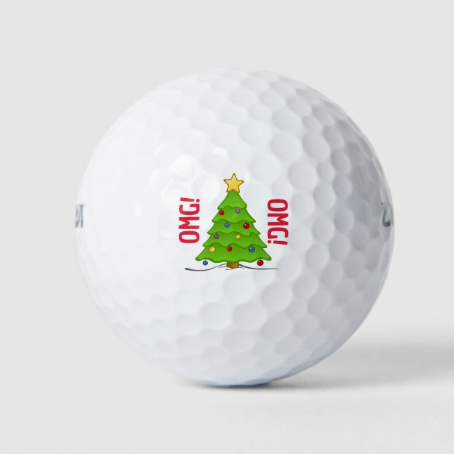 OMG! Christmas Tree Monogram Golf Ball (Front)