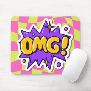 OMG Cool pop art Colourful chequered Purple Pink  Mouse Pad