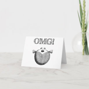 OMG Cute and Funny Illustrated Fish Note Card