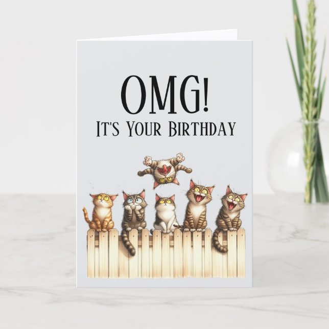 OMG Cute Cat Thème Anniversaire Carte (Devant)