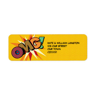 OMG Fun Retro Comic Book Pop Art Address