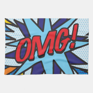 OMG Fun Retro Comic Book Pop Art Kitchen Towel