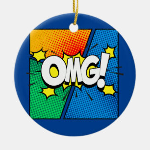 OMG Funny Comic Book Collector Graphic  Ceramic Ornament