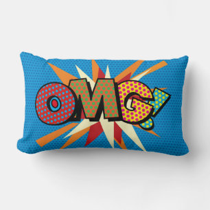 OMG Funny Modern Cool Trendy Comic Book Pop Art Lumbar Pillow