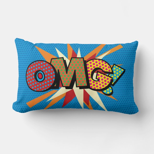 OMG Funny Modern Cool Trendy Comic Book Pop Art Lumbar Pillow (Front)