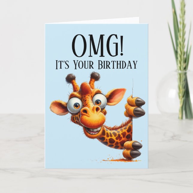 OMG Funny Peeking Giraffe Carte d'anniversaire (Devant)