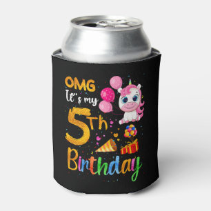 OMG It's My 5th Birthday 5 Years Old Cute Unicorn Can Cooler