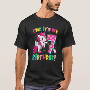 Omg It's My 7th Birthday Girls Unicorn 7 Years Old T-Shirt