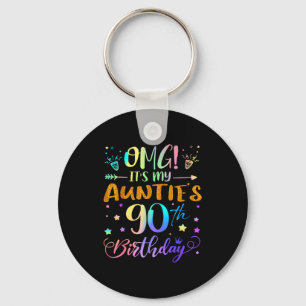 Omg Its My Aunties 90th Birthday Sweet 90 Years Ol Keychain