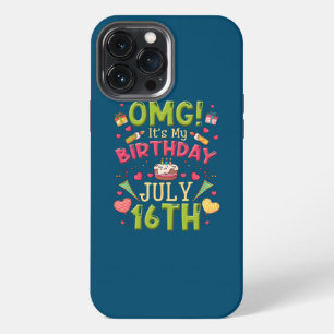 OMG It's My Birthday July 16th Vintage 16 Happy iPhone 13 Pro Max Case