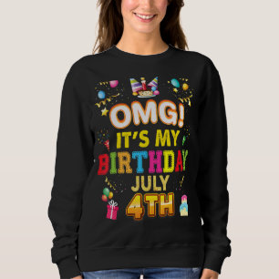 Omg It's My Birthday July 4th Vintage 4 Happy Kid Sweatshirt