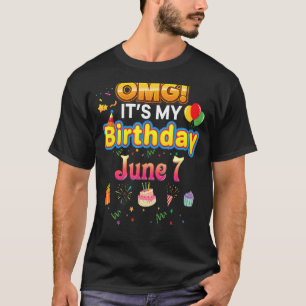 Omg It's My Birthday June 7th Vintage 7 Happy Kid T-Shirt