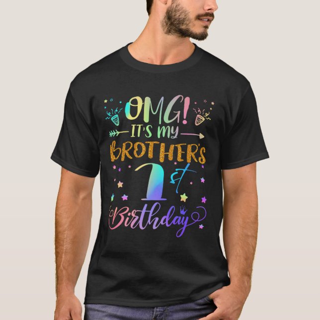 Omg Its My Brothers 1st Birthday Sweet 1 Years Old T-Shirt (Front)