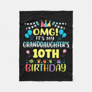 Omg Its My Granddaughters 10th Birthday Sweet 10 Y Fleece Blanket