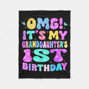 Omg Its My Granddaughters 1st Birthday Flowers 1 Y Fleece Blanket