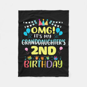 Omg Its My Granddaughters 2nd Birthday Sweet 2 Yea Fleece Blanket
