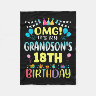 Omg Its My Grandsons 18th Birthday Sweet 18 Years  Fleece Blanket