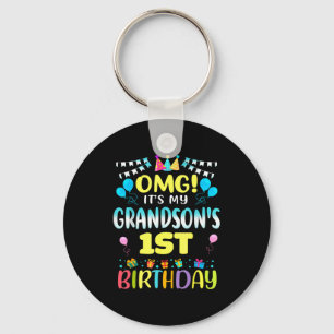 Omg Its My Grandsons 1st Birthday Sweet 1 Year Old Keychain