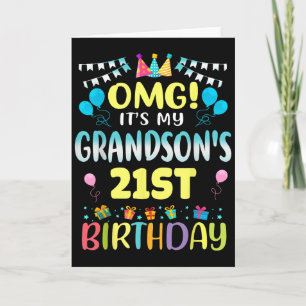 Omg Its My Grandsons 21st Birthday Sweet 21 Years Card