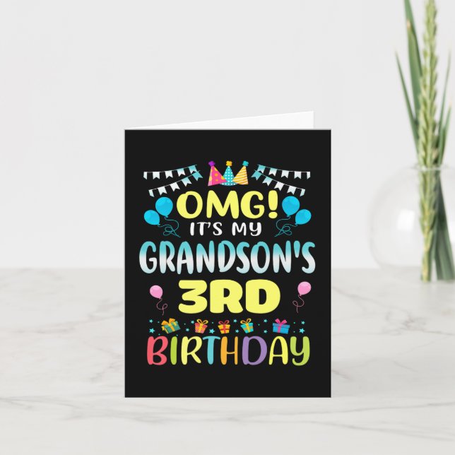 Omg Its My Grandsons 3rd Birthday Sweet 3 Years Ol Card (Front)