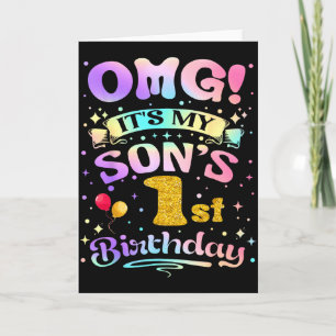 Omg Its My Sons 1st Birthday Happy 1 Years Old  Card