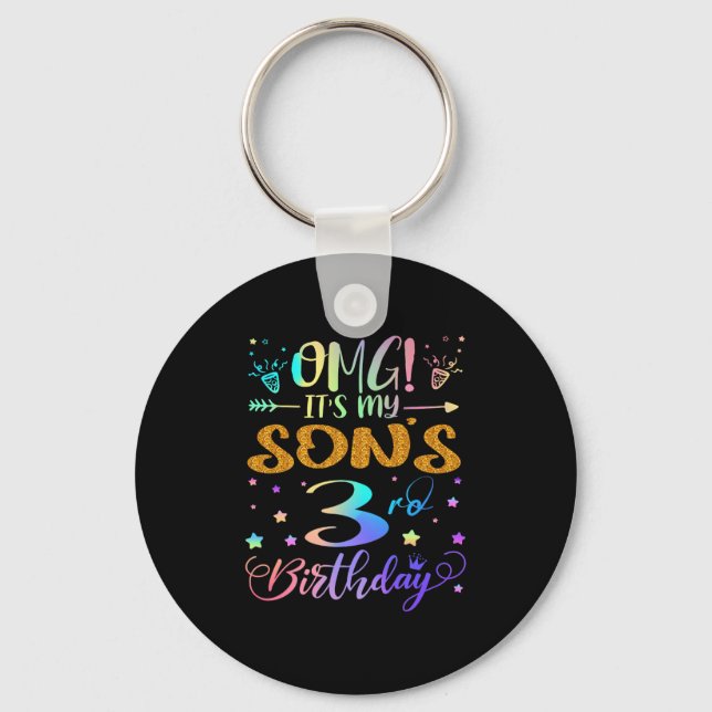 Omg Its My Sons 3rd Birthday Sweet 3 Years Old Pre Keychain (Front)