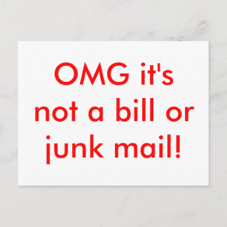 OMG it's not a bill or junk mail! Postcard