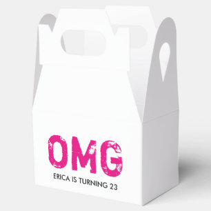 OMG It's Your Birthday Gable Favour Box - Hot Pink