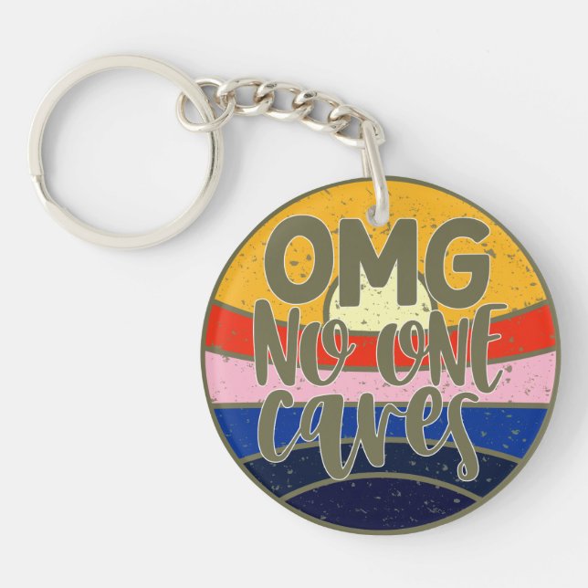 OMG No One Cares T-Shirt Keychain (Front)