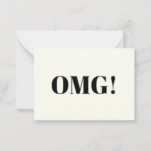 OMG, oh my god, gosh, black ivory greeting card