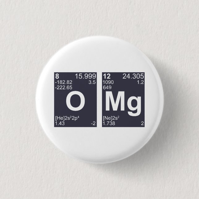 OMG Oh My God Periodic Table Elements 1 Inch Round Button (Front)