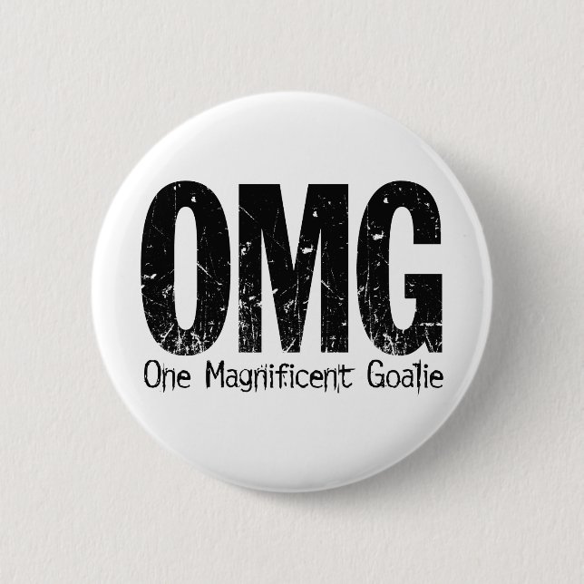OMG: One Magnificent Goalie (Hockey) 2 Inch Round Button (Front)