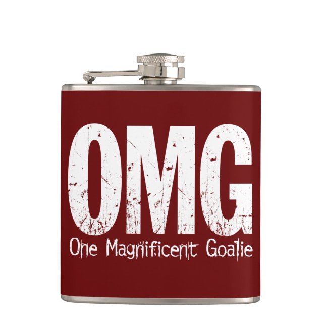 OMG: One Magnificent Goalie (Hockey) Hip Flask (Front)
