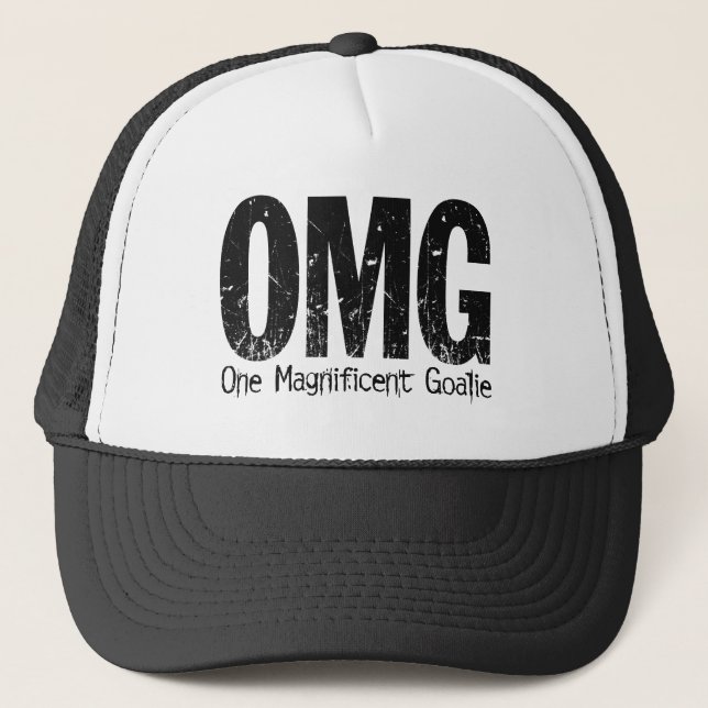 OMG: One Magnificent Goalie (Hockey) Trucker Hat (Front)