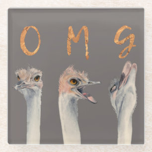 OMG Ostriches Glass Coaster