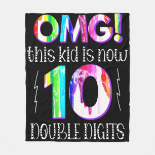 OMG! This Kid Is Now 10 Double Digits Paint Drip Fleece Blanket