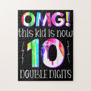 OMG! This Kid Is Now 10 Double Digits Paint Drip Jigsaw Puzzle