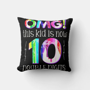 OMG! This Kid Is Now 10 Double Digits Paint Drip Throw Pillow
