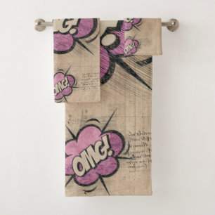 OMG! Vintage Comic Book Steampunk Pop Art Bath Towel Set