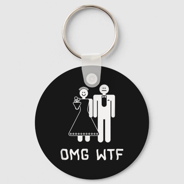Omg Wtf, Game Over, Funny Bride Groom Bachelorette Keychain (Front)