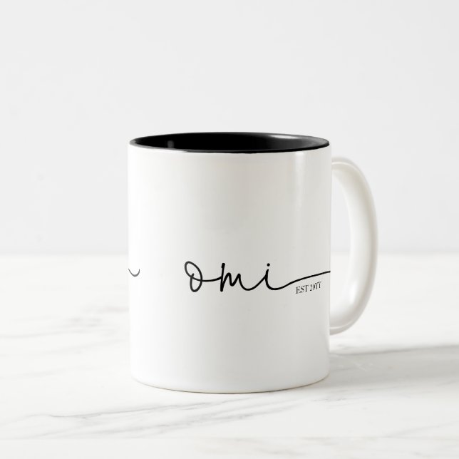 Omi Établi | Grandma Cadeau Mug à café à deux tons (Devant droit)