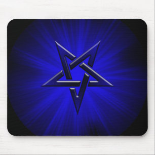 Ominous Blue Inverted Pentagram Mouse Pad