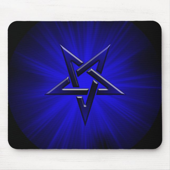 Ominous Blue Inverted Pentagram Mouse Pad (Front)