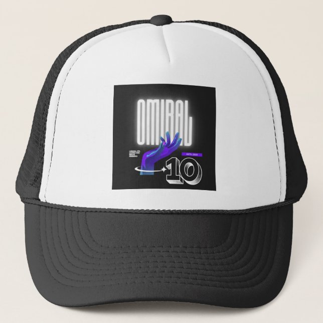 OMIRAL Neon Futuristic Graphic Cap (Front)