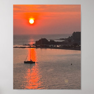 Omis Croatia Sunset Orange Sky Poster