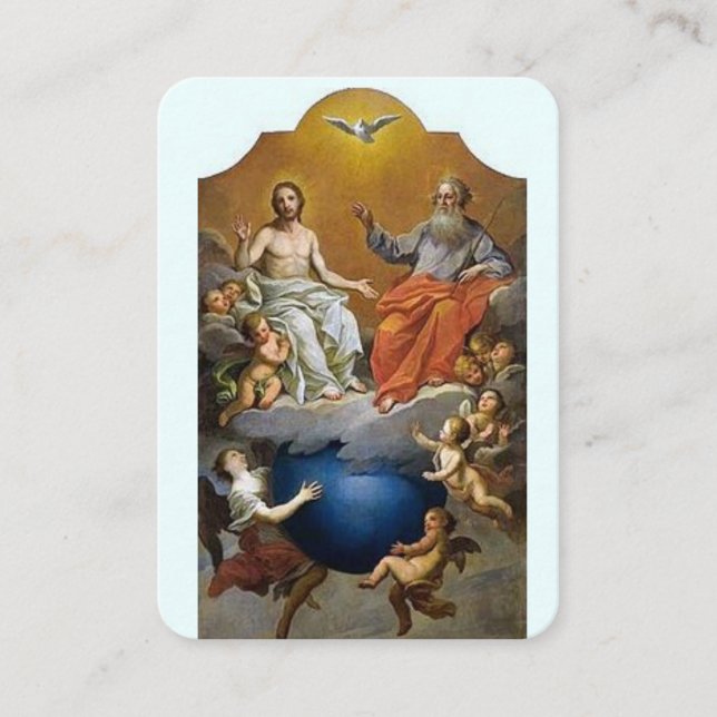 Omnipotentia Patris Holy Trinity Prayer Card (Front)