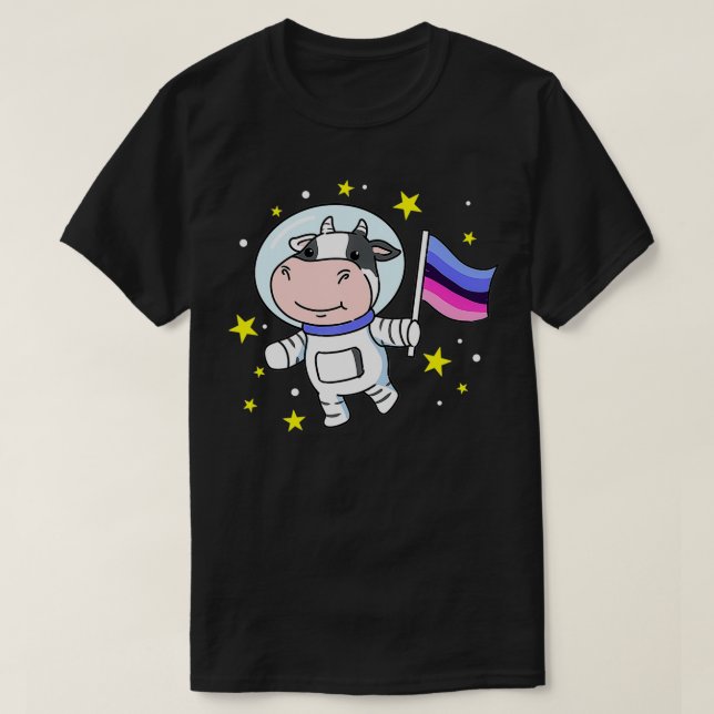 Omniseual Pride Cow In Space Omniseual  T-Shirt (Design Front)