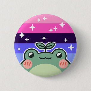 Omnisexual LGBT Pride Flag Frog Button