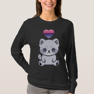 Omnisexual Raccoon LGBTQIA Pride Flag Kawaii Heart T-Shirt